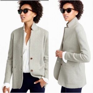 J. Crew Merino Wool Sweater Blazer Light Gray Petite Large Jacket